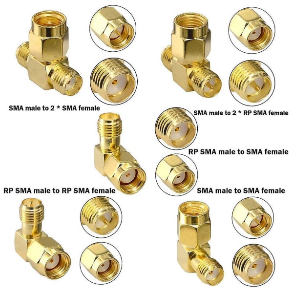 15 kpl RF-antenniadapterisarja SMA-liittimellä SMA-uros/naaras-muunnin WiFi-antennien jatkeeksi C