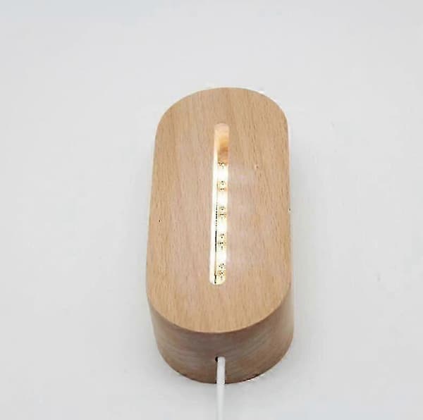 Oval Trebase Lys Akryl 3D LED Nattlampe WELL WELL