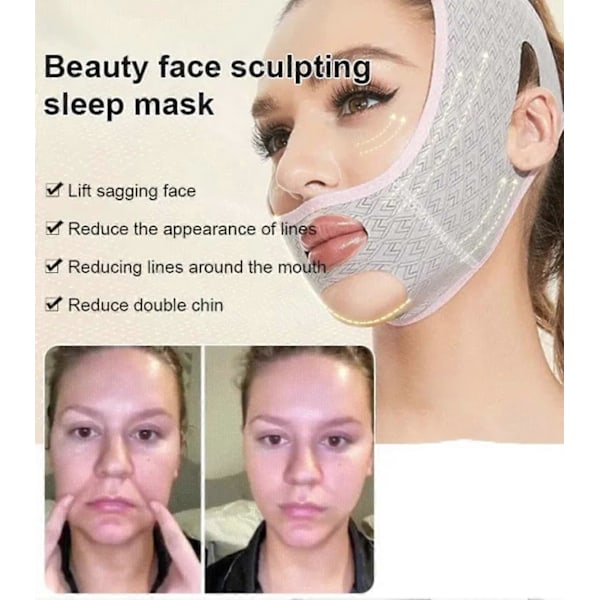 Pakke med 2 Beauty Face Sculpting Sleep Mask, V-Line Ansikts Slanke Maske, Hakestropp, Ansiktsløftbelte, Ansiktsstrammende Hudmaske, Beauty Halsmasker for