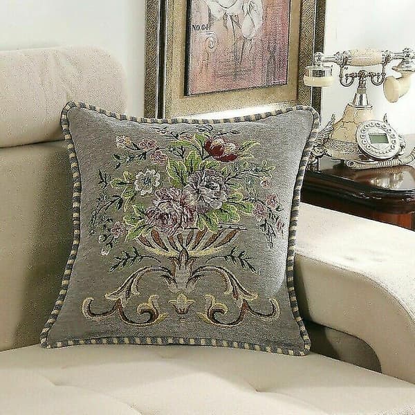 Retro Broderi Kuddfodral Prydnadskudde Sofföverdrag Kudde Heminredning Blommig-9