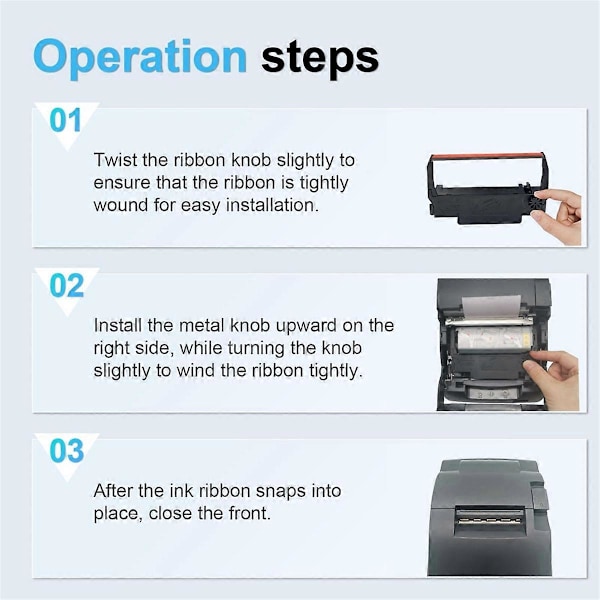 12 stk. sorte og røde printerbånd til Epson ERC38 ERC30 ERC34 TM-U220A/220B/220D/300/375 printer f