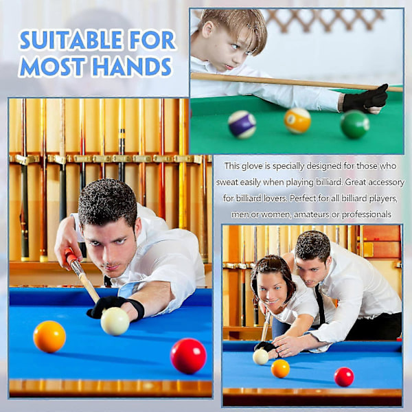 20 st Andningsbara Biljardhandskar Snooker Vänster Höger Handskar 3 Fingrar Köhandskar För Kvinnor Män