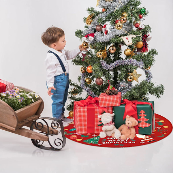 Julgransmatta 90cm Julgransmattor Julgransmatta med Jultomtemönster Tyg Julgransmattor Julgran (stil 2)