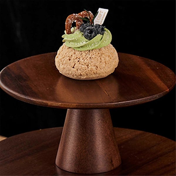 Elegant Træ Kageopsats Høj Fod Dessert Display Tallerken til Kager Cupcakes og Konditori Perfekt