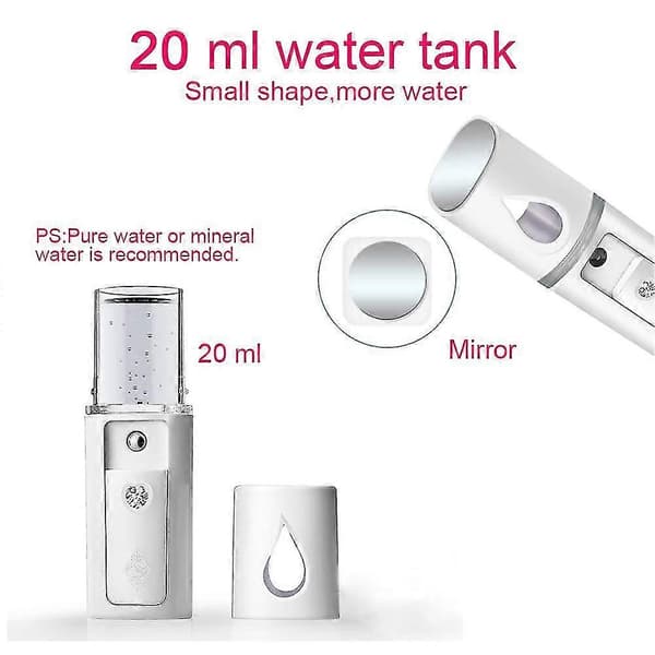 Nano Ansiktsdamper Mist Spray Øyenvippe Extensions (hvit)