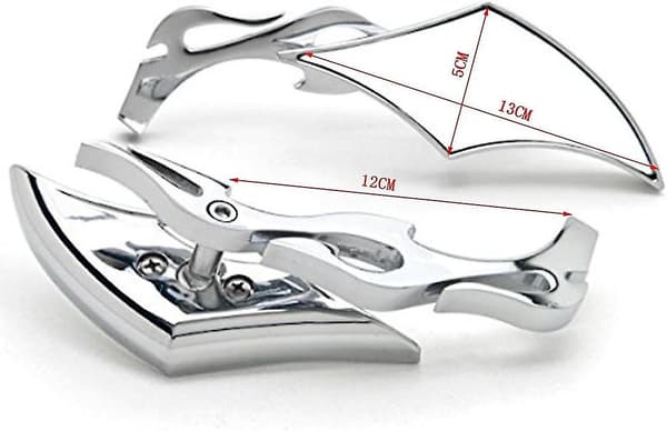 Krom Twisted Flame Backspeglar Motorcykel Cruiser Bultar Passar Kompatibel Med Suzuki Honda Kawasaki