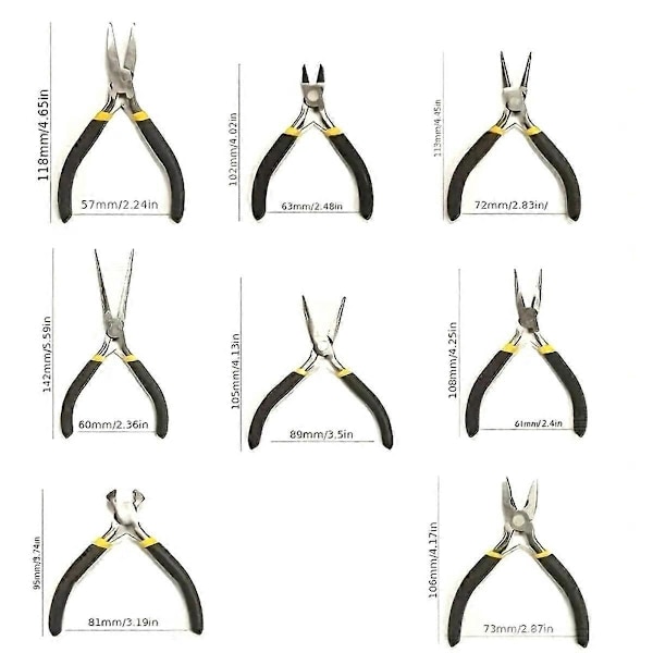 8 st Mini Tänger Set Lång Näsa med Tänder Platt Käke Rund Diagonal Näsa Tråd Ändskärande Verktyg