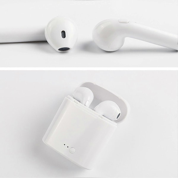I7S langattomat Bluetooth-stereokuulokkeet, vakaa Bluetooth 5.0 -kuulokkeet latauskotelolla urheiluun, valkoinen