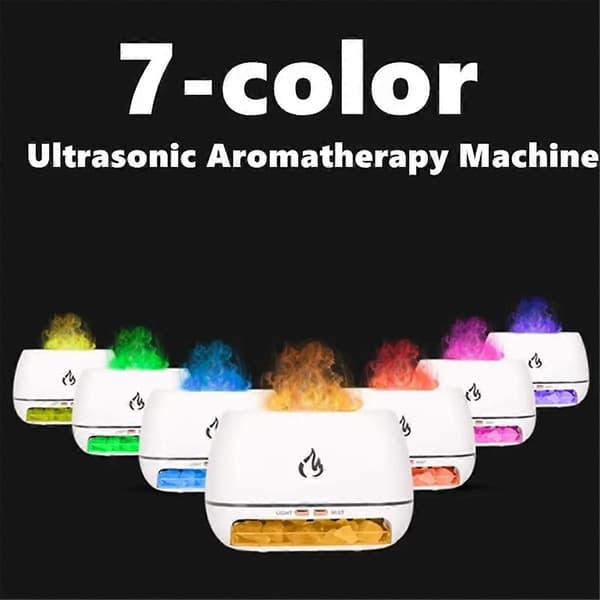 Saltsten Aroma Luftfugter Flammefarvet Lys Natlampe Aromaterapi Æterisk Olie Diffuser
