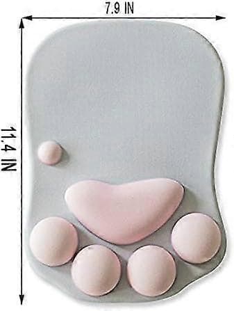 [Katte Klo] Blød Silikone Håndledsstøtte, Sød Håndledspude, Musemåtte, Grå+Pink, 7.9x11.4