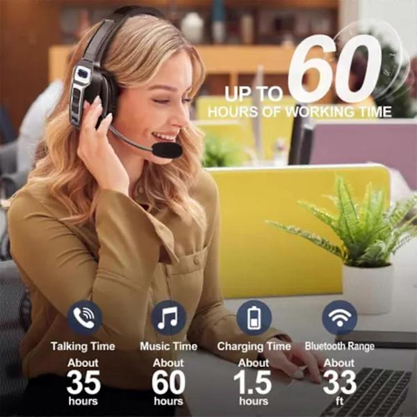 Trucker Bluetooth 5.2 Trådløst Headset Med Støjreducerende Mikrofon Til Telefoner PC