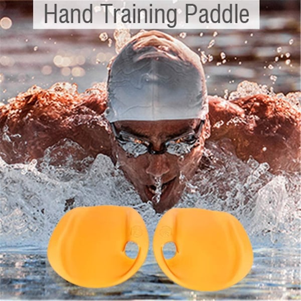 Träningspaddlar - Vattensporter Dykning Simning Mesh Handpaddlar (1 par/set-gul)
