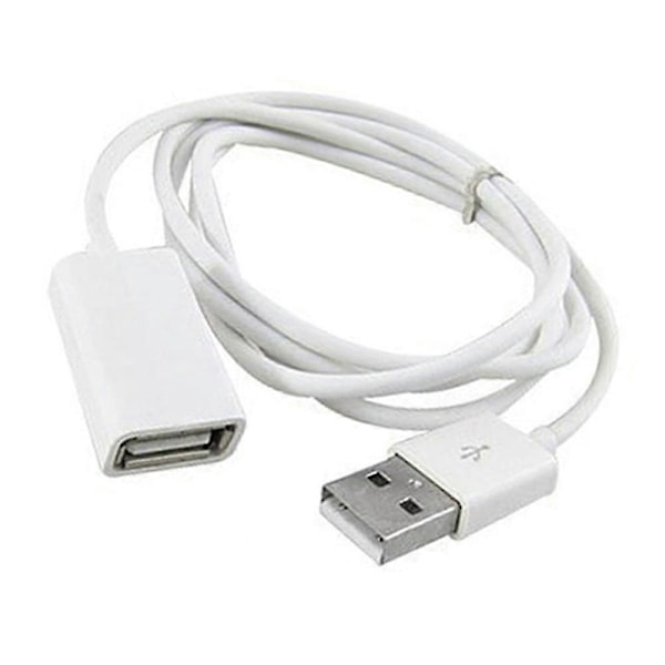 Vit PVC Metall USB 2.0 Hane till Hona Förlängningsadapter Kabel Sladd 1m 3Ft
