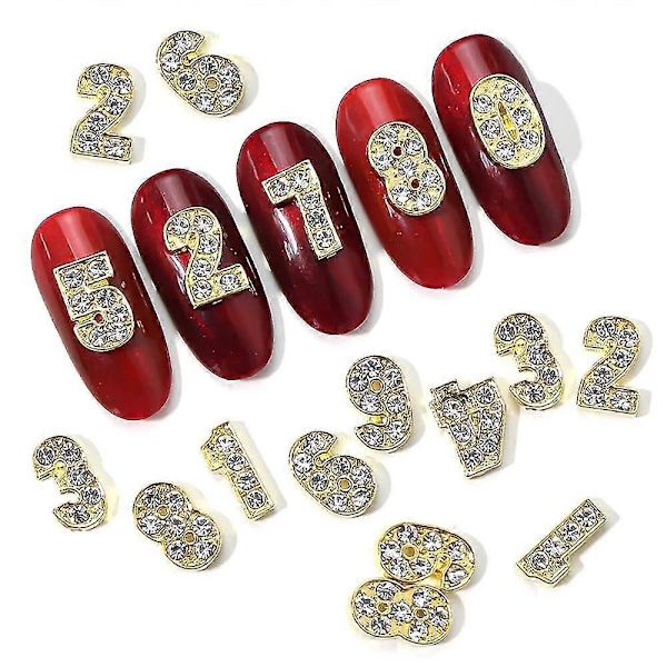 Nummer Nagel Charmnummer Charm Legering Nagel Strass Nagel Stenar för Kvinnor Nagel DIY Konst