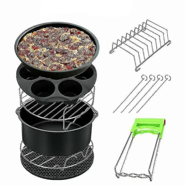 Frituregryde Airfryer Tilbehør Passer Til Alle Airfryer 7 Tommer 8 Dele Sæt (Størrelse: 7 Tommer 8 sæt)