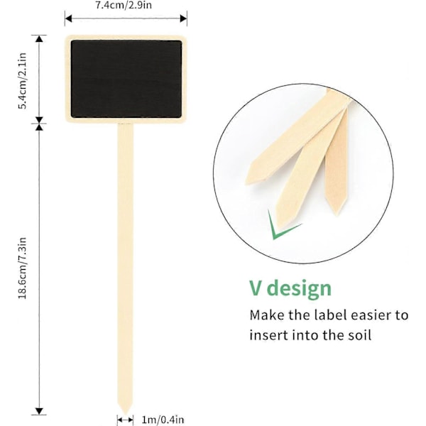 20 Stycken 18.6CM Trä Växtetikett Utomhus Grönsaksträdgård Griffeltavla Etikett Växtmarkör