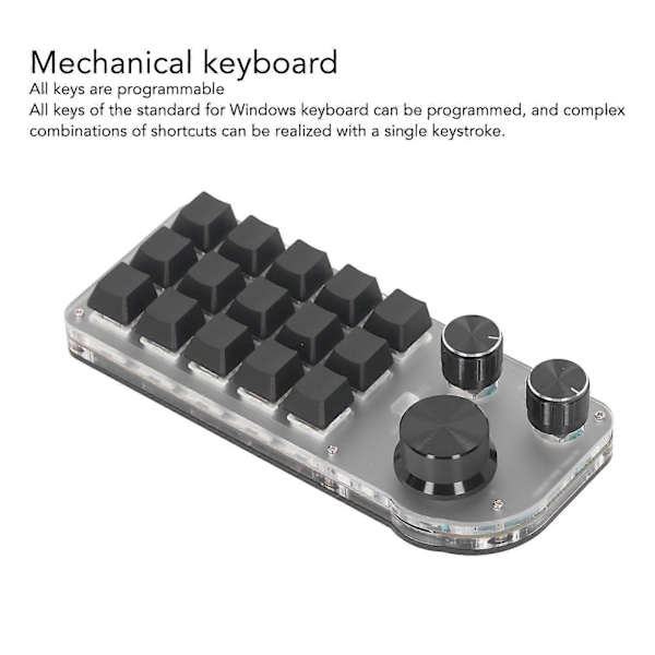 15 Tangenter 3 Rattar Programmerbar Knappsats Trådbunden USB Trådlös Bluetooth Blå Switch Mini Macro Mekaniskt Gaming Tangentbord YEMMA