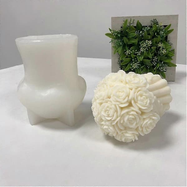 Rose Buket-form Håndlavet Sæbe Lysform Silikoneform Til Resin Lys Banmo