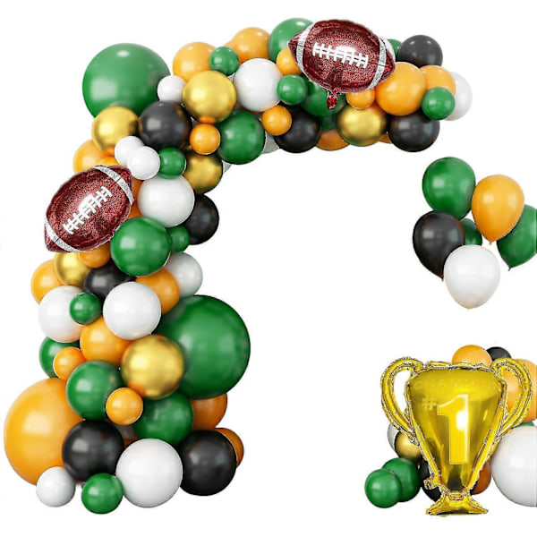 110 stk. Fodbold Ballonbue Sæt - 18, 12, 10, 5 Tommer | Trofæ Ballon, 20 Tommer Touch Down Balloner, Fodboldfest Dekoration | Tailgating Fest D