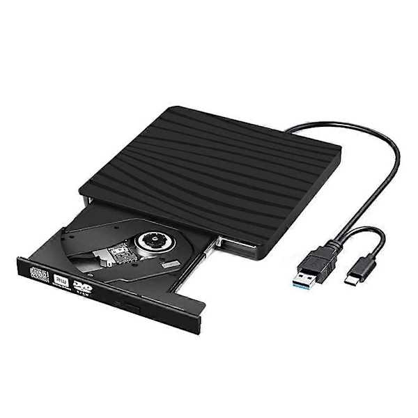 Ulkoinen CD- ja DVD-asema, USB 3.0 USB-C CD RW -lukija ja -kirjoitin SD- ja TF-kortinlukijalla sekä USB-tikkuporttilla