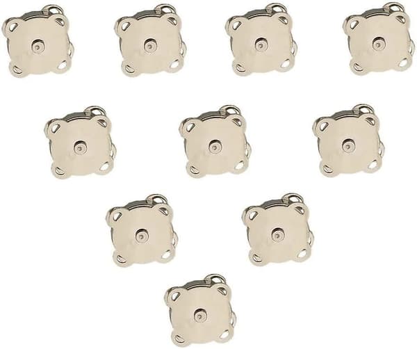 10 Set Sy På Magnetiska Plommonblomsknappar, Tryckknappar, Lås, Perfekt För Väskor Kläder (14mm, Silver)