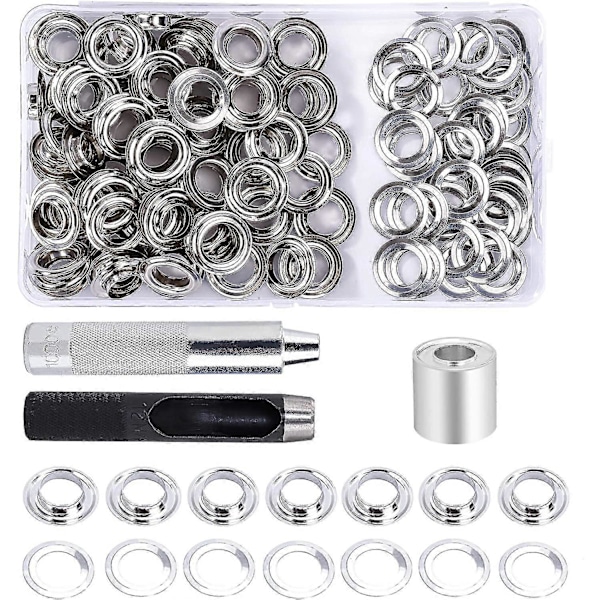 Grommet-øyehullsett 12mm 100 sett med 3 stk. grommet