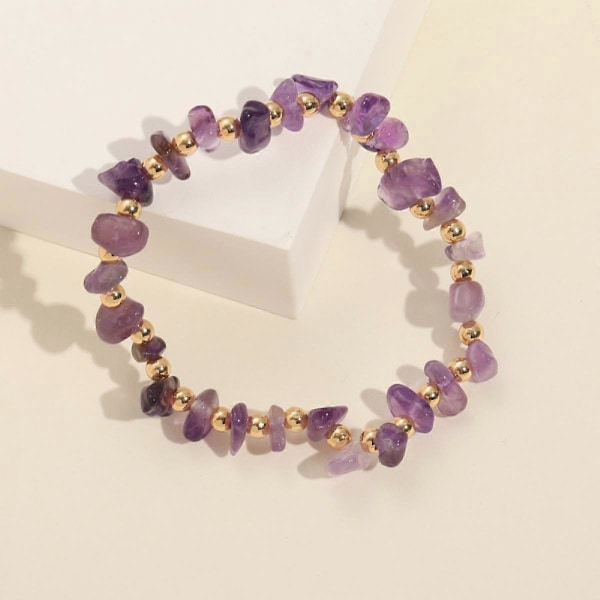Natursten Armbånd 7 tommer Strækbar Chakra Ædelstene Perler Healing Krystal Kvarts Kvinder Mænd Piger Gave (Unisex)