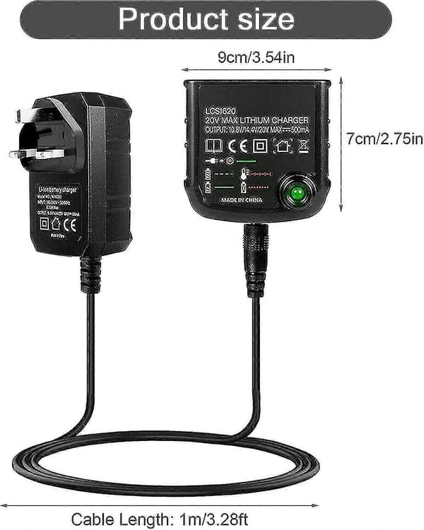 Li-ion Batterilader til Black & Decker 18v Li-ion Batteri Lcs1620 Oplader