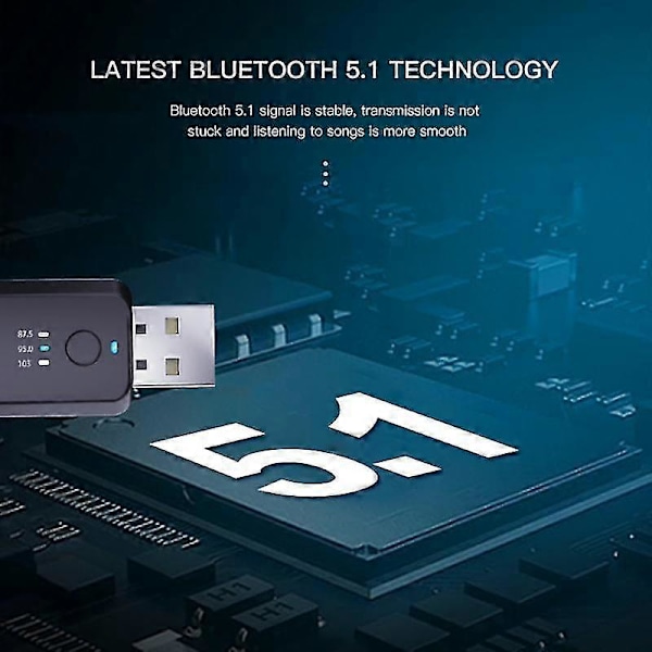 Mini USB Strøm Bil Bluetooth 5.1 FM-sender Mottaker Håndfri Samtale