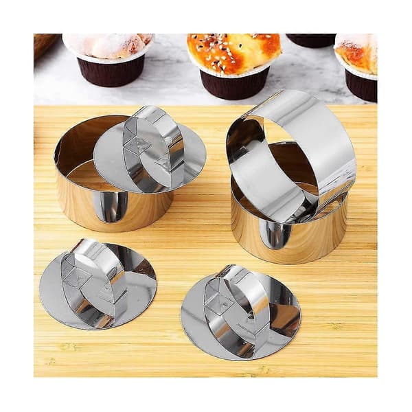 Kakeform i rustfritt stål 8, Rund kakeform, Mousseform med 8 trykkere, Kakeformringer for baking