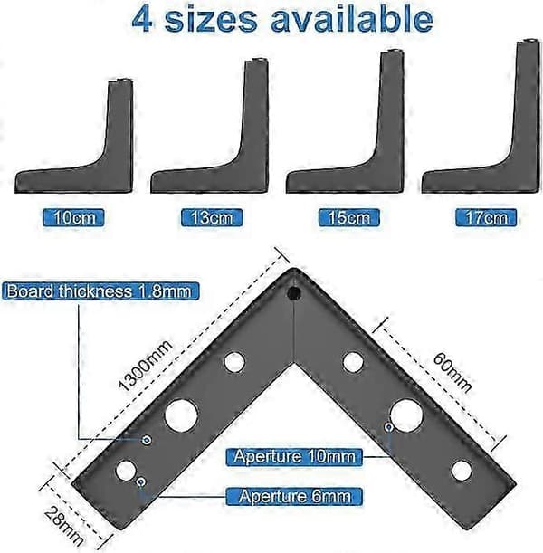 4 st Metall Möbelben, 4\" 10cm Triangulära Möbelben Svart 10cm