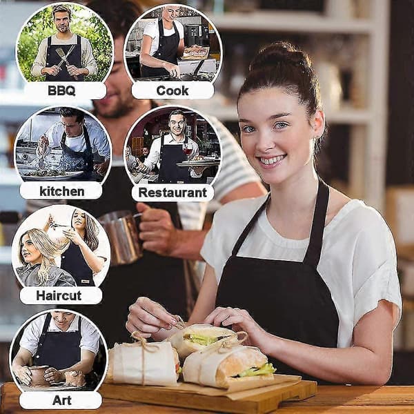 Madlavningsforklæde, 2-pak Køkkenforklæde, Til Køkken, Have, Café, Grill