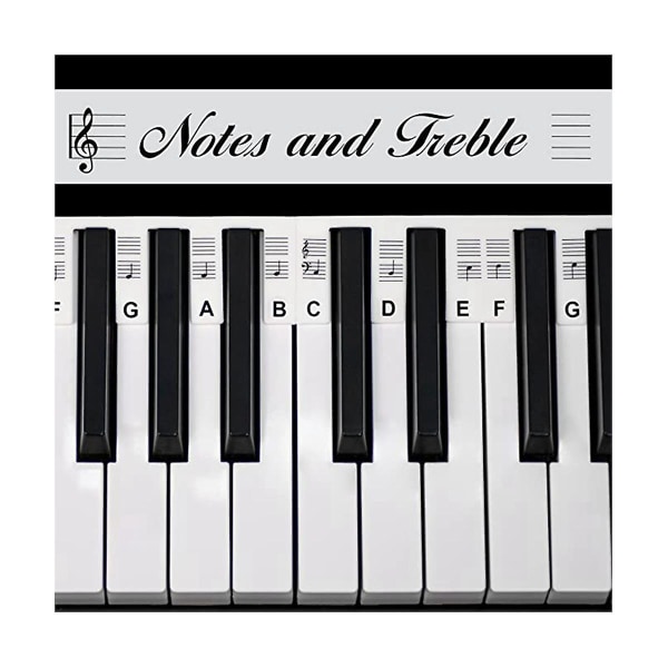 Löstagbar pianoklaviaturnotetikett, 88 tangenter Piano Not Guide och Piano Key Guide, (svart)