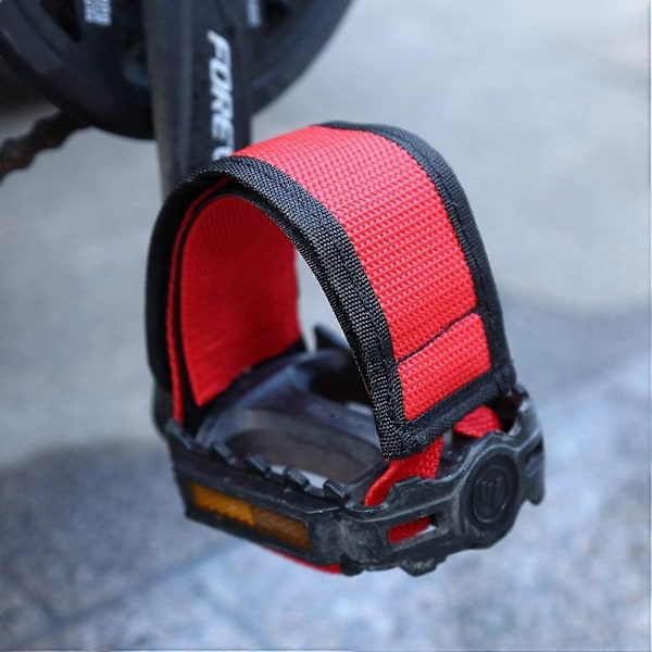 1 Par Cykel Pedal Stropper, Pedal Tåclips Stropper Tape til Fixed Gear Cykel, Rød