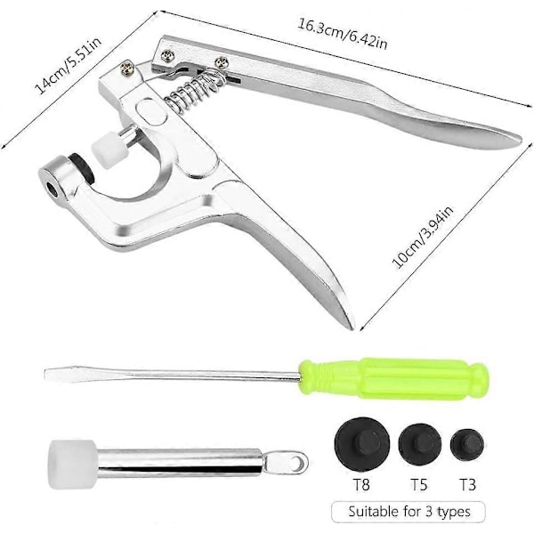 Trykknapptang Kam Trykknapper Tang for Trykknapper T3 T5 T8 Metalltangsett for Søm