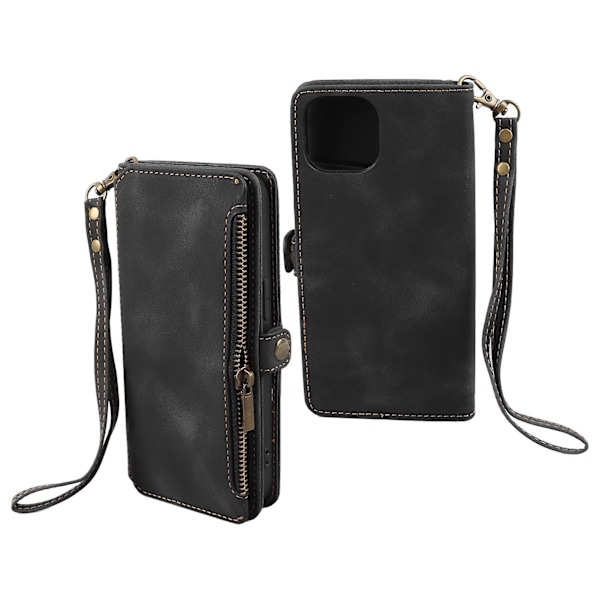 Telefonfodral i konstläder med handrem, anti-fingeravtryck, telefonfodral i konstläder för IPhone Svart för IOS Phone 14