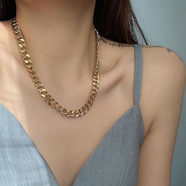 Tyk Tyk Kæde I Guld Til Mænd Stor Lang Halskæde Mandlig Guld Farve Hiphop Rustfrit Stål Kubansk Kæde Halskæde Collares