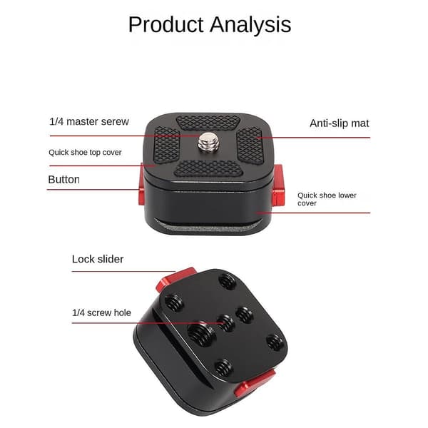 Snabbkopplingsplatta 38mm Klämma Fästplatta Kläm Adapter För Dslr Actionkamera Stativadapter