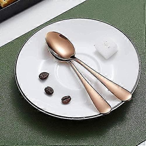 Rosaguld Kaffeskeer. 13 cm Rustfri Stål Teskeer 6 Stykker. Titanium