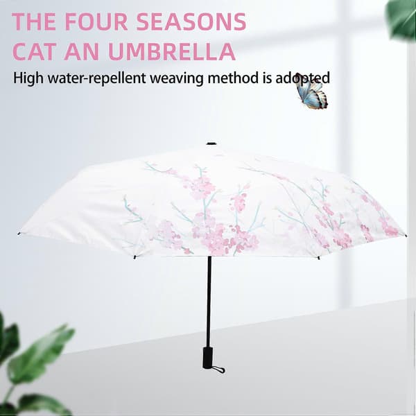 Solparasol Regn Tre-foldet Parasol Dejlig Kat Kvinde Parasol Gaver Kat Illustration Parasol - Vinter