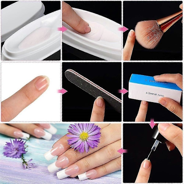 Nagelfilar och Buffertset Professionell Manikyr Pedikyr Verktygssats Med Dipp Pulverbricka, Dippande Nagelborste, Buffertblock och Nagelfil