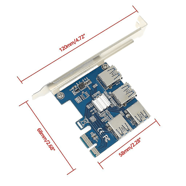 PCI-Express 16x Slots Riser Card PCI-e 1x Till Extern 16x PCI-e USB 3.0 Adapter