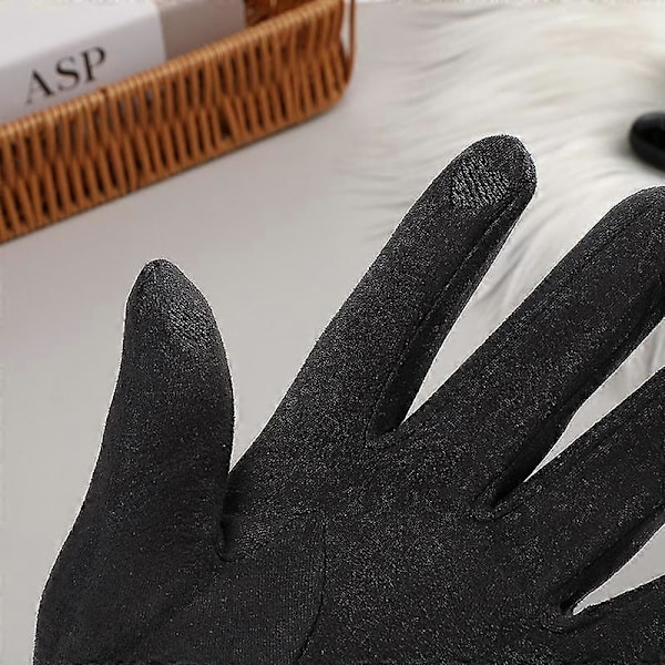 Mode Efterår og Vinter Dame Varme Plus Fløjl Vindtætte Ridehandsker Kold Touch Screen Søde Split Finger Plys Handsker (1 sæt, Grå)