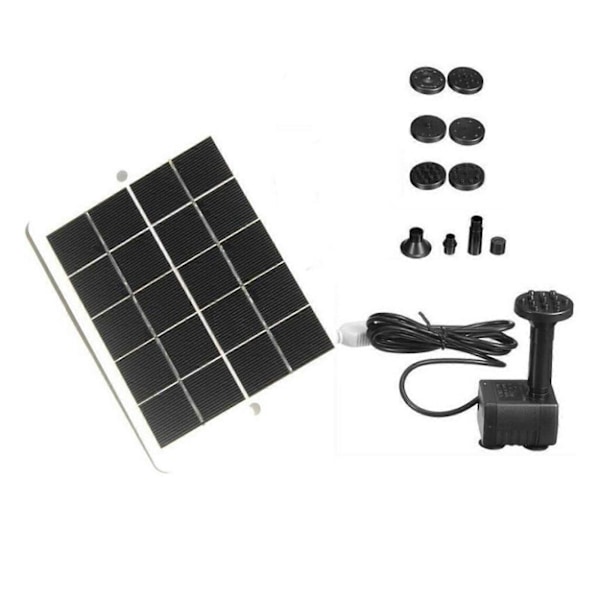 Solpanel Fontänpump Kit med 6 Munstycken Enkel Installation Lätt att Använda Utomhus DIY Solvattenfontän Tillbehör
