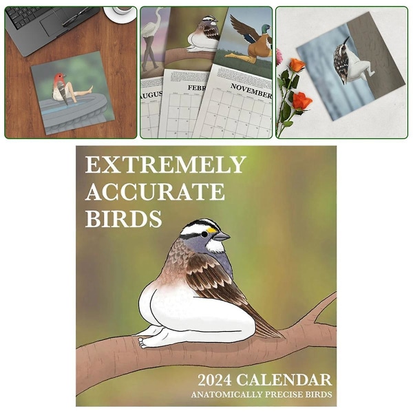 2024-kalender med ekstremt nøyaktige fugler 2024-fuglekalender Veggkalender-dekorasjonsplakat-21x21c