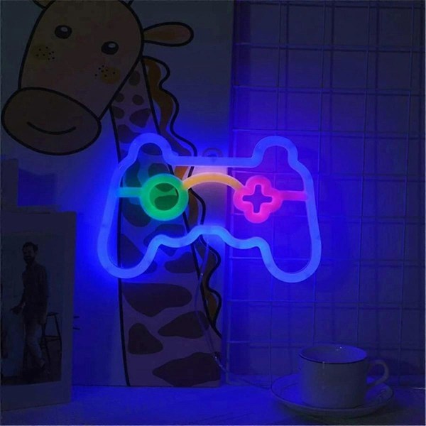 Neon Skylt Spelkontroll Neon Skylt Led Neonljus USB-driven för Väggdekor Sovrum Bankett Pub Spel Ro