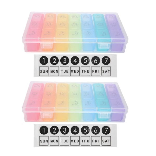 2pcs 21 Slot Weekly Pills Box Portable Pillbox Dispenser Pills Medicine Storage Container Case