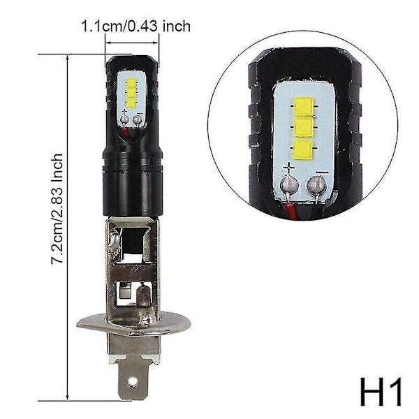 2 X H1 6000k Super Ljust Vitt 6000lm Drl Led Strålkastare Kit Helljus