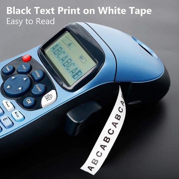 5st kompatibel etiketttejpbyte för Letratag svart på vitt - självhäftande pappersetiketttejpmaskin