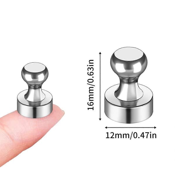 50 st Starka, Silverfärgade Kylskåpsmagneter, Push Pin-magneter, Starka Whiteboardmagneter för Skåp, M